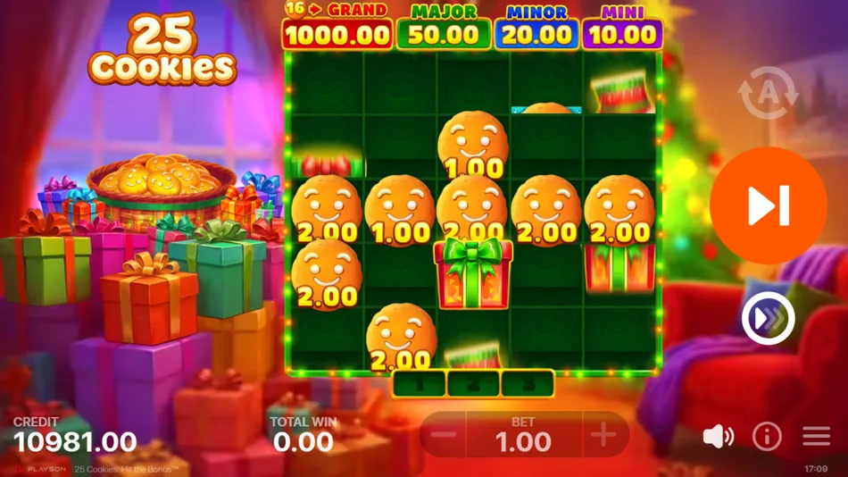 25 Cookies: Hit the Bonus grid filled with sticky symbols during the Bonus Game and a re-spin counter