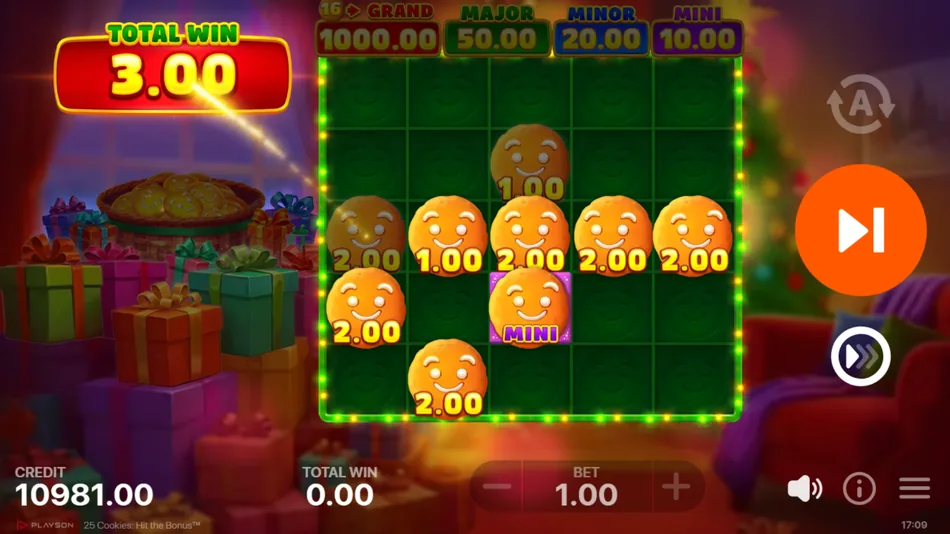 Mystery symbols revealing into Bonus and Jackpot icons with the Boost symbol total on the 25 Cookies: Hit the Bonus grid
